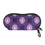 Purple Leo Zodiac Pattern Print Glasses Case