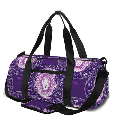 Purple Leo Zodiac Pattern Print Gym Bag