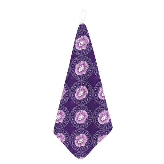 Purple Leo Zodiac Pattern Print Hand Towel