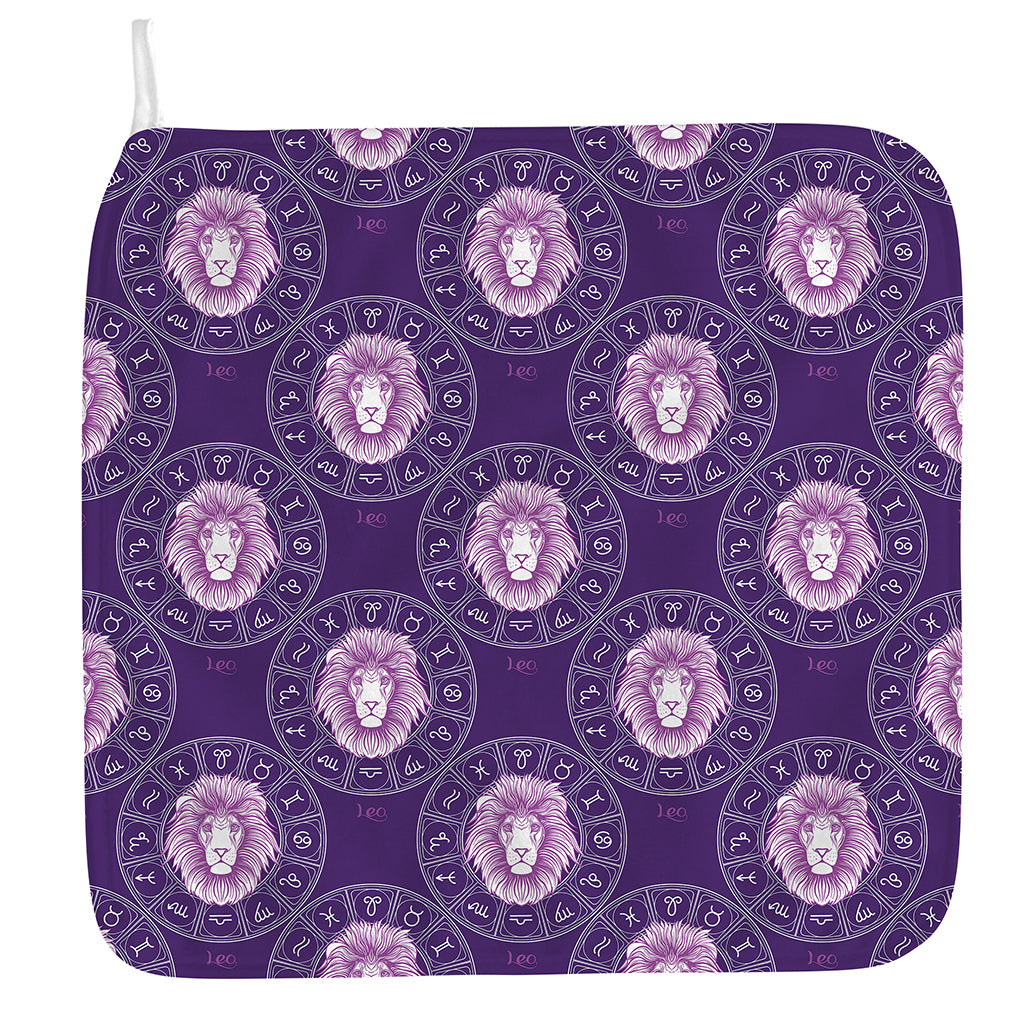 Purple Leo Zodiac Pattern Print Hand Towel