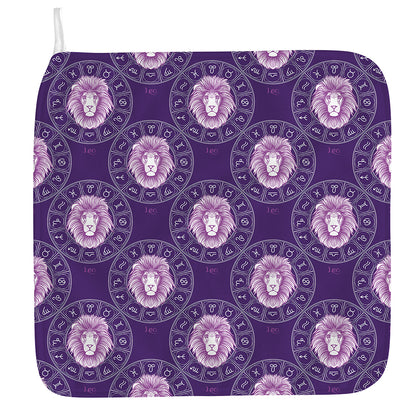 Purple Leo Zodiac Pattern Print Hand Towel