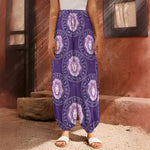 Purple Leo Zodiac Pattern Print Harem Pants