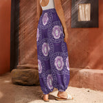 Purple Leo Zodiac Pattern Print Harem Pants