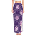 Purple Leo Zodiac Pattern Print High Slit Maxi Skirt