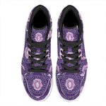 Purple Leo Zodiac Pattern Print High Top Leather Sneakers