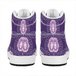 Purple Leo Zodiac Pattern Print High Top Leather Sneakers