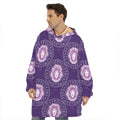 Purple Leo Zodiac Pattern Print Hoodie Blanket