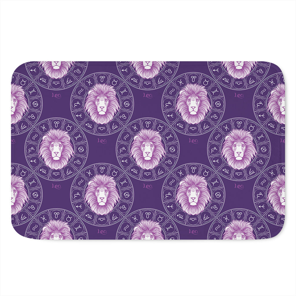 Purple Leo Zodiac Pattern Print Indoor Door Mat