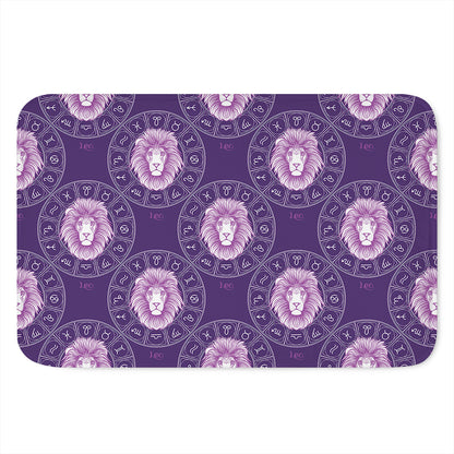 Purple Leo Zodiac Pattern Print Indoor Door Mat