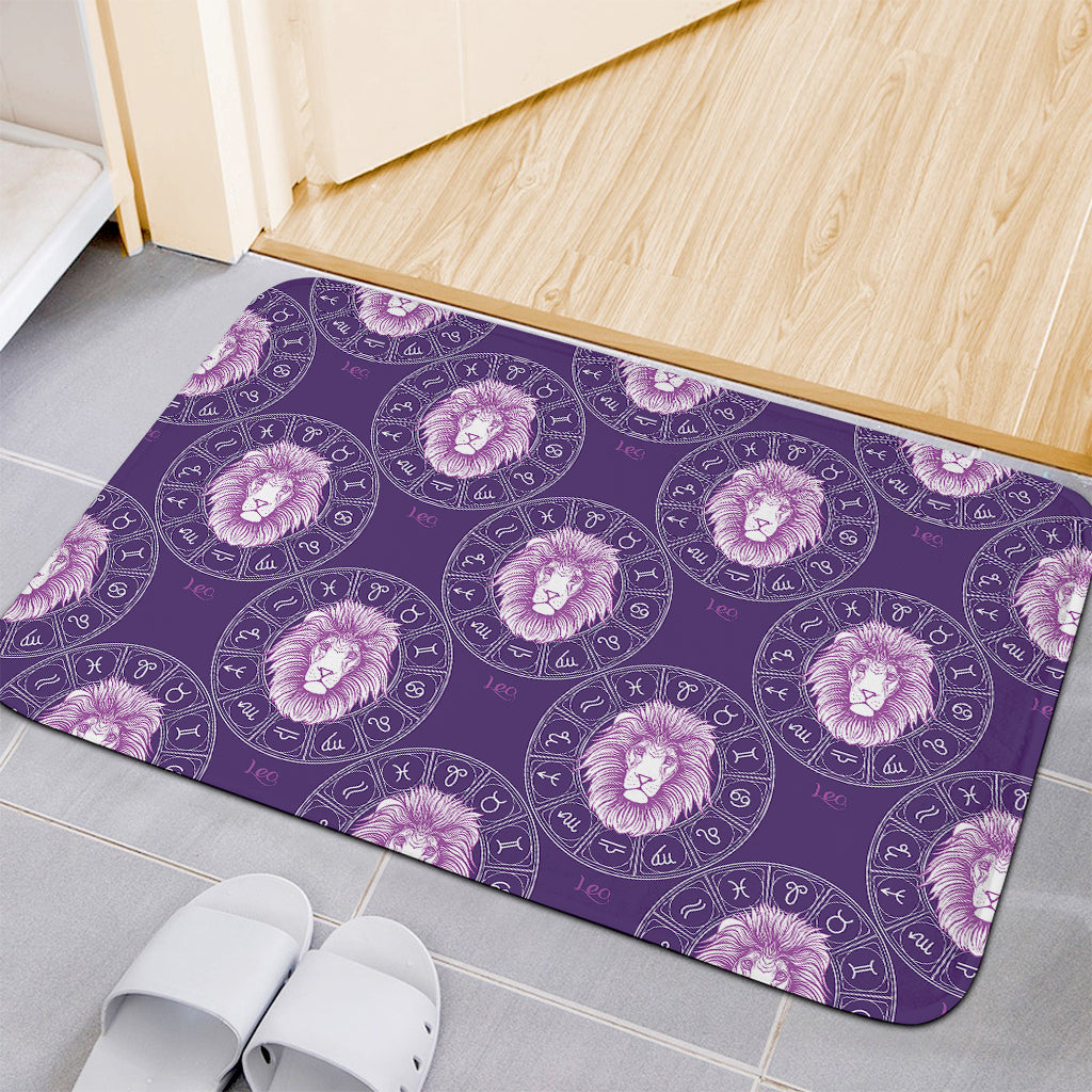 Purple Leo Zodiac Pattern Print Indoor Door Mat