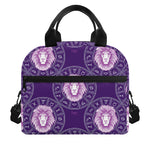 Purple Leo Zodiac Pattern Print Insulated Lunch Bag