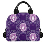 Purple Leo Zodiac Pattern Print Insulated Lunch Bag