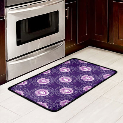 Purple Leo Zodiac Pattern Print Kitchen Mat