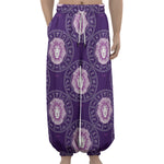 Purple Leo Zodiac Pattern Print Lantern Pants