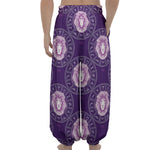 Purple Leo Zodiac Pattern Print Lantern Pants