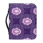Purple Leo Zodiac Pattern Print Leather Bible Cover
