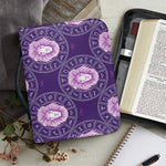 Purple Leo Zodiac Pattern Print Leather Bible Cover