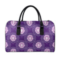 Purple Leo Zodiac Pattern Print Leather Duffel Bag