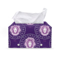 Purple Leo Zodiac Pattern Print Leather Tissue Box Cover