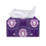 Purple Leo Zodiac Pattern Print Leather Tissue Box Cover