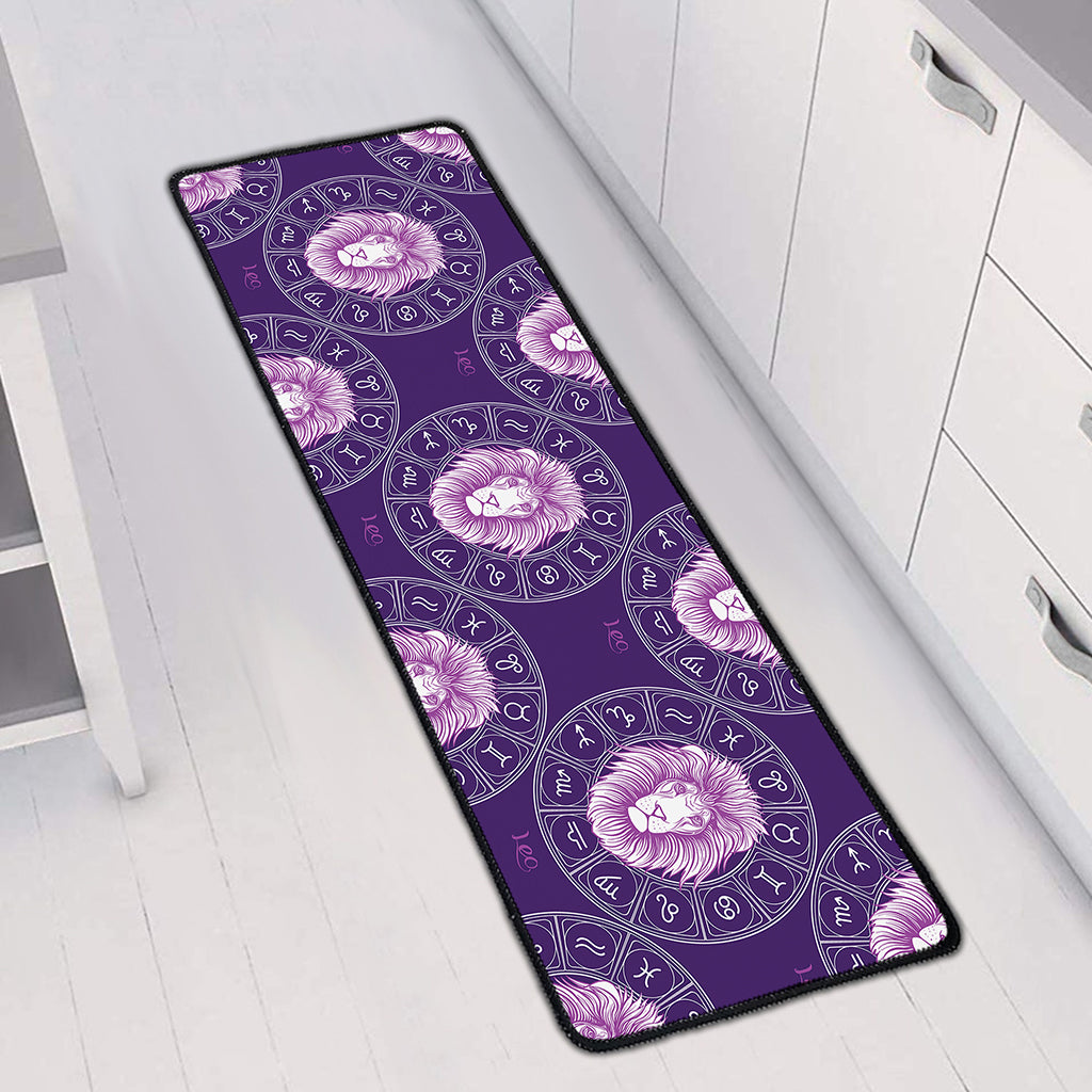 Purple Leo Zodiac Pattern Print Long Kitchen Mat