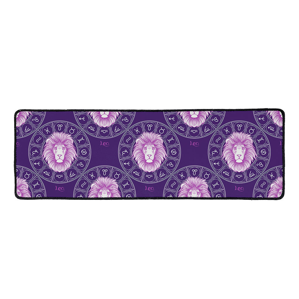 Purple Leo Zodiac Pattern Print Long Kitchen Mat