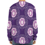 Purple Leo Zodiac Pattern Print Long Sleeve Baseball Jersey