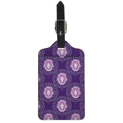 Purple Leo Zodiac Pattern Print Luggage Tag
