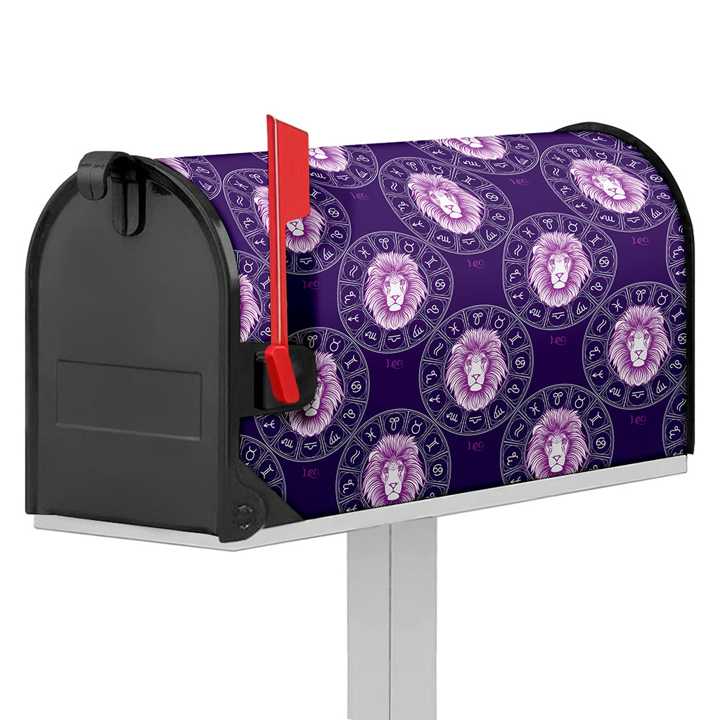 Purple Leo Zodiac Pattern Print Mailbox Cover