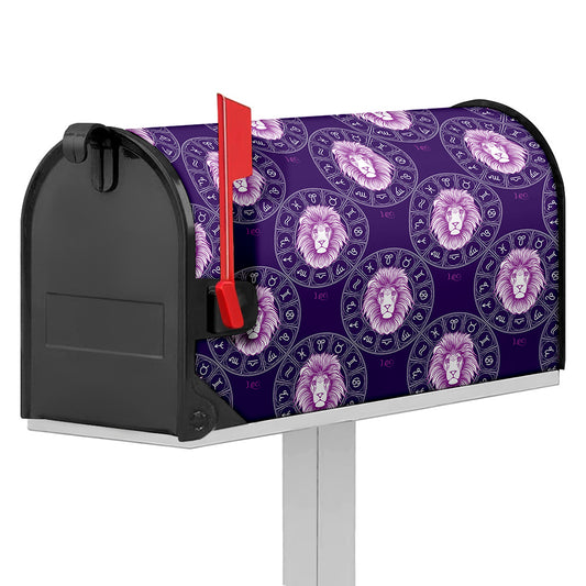 Purple Leo Zodiac Pattern Print Mailbox Cover