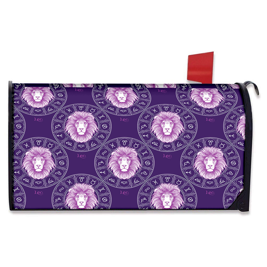 Purple Leo Zodiac Pattern Print Mailbox Cover