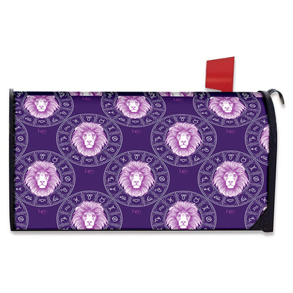 Purple Leo Zodiac Pattern Print Mailbox Cover