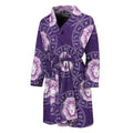 Purple Leo Zodiac Pattern Print Men's Bathrobe