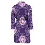 Purple Leo Zodiac Pattern Print Men's Bathrobe