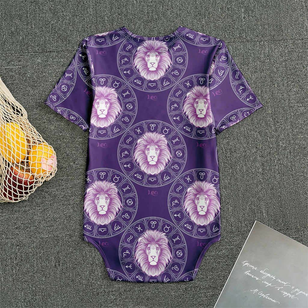 Purple Leo Zodiac Pattern Print Men's Bodysuit