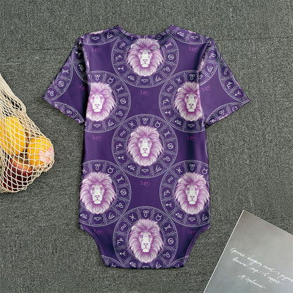 Purple Leo Zodiac Pattern Print Men's Bodysuit