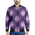 Purple Leo Zodiac Pattern Print Men's Bomber Jacket