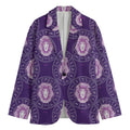 Purple Leo Zodiac Pattern Print Men's Cotton Blazer