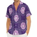 Purple Leo Zodiac Pattern Print Men's Deep V-Neck Shirt