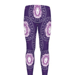 Purple Leo Zodiac Pattern Print Men's leggings