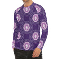 Purple Leo Zodiac Pattern Print Men's Long Sleeve Rash Guard