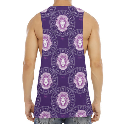 Purple Leo Zodiac Pattern Print Men's Muscle Tank Top