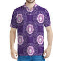 Purple Leo Zodiac Pattern Print Men's Polo Shirt