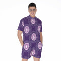 Purple Leo Zodiac Pattern Print Men's Romper