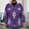 Purple Leo Zodiac Pattern Print Men's Shirt Jacket
