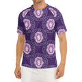Purple Leo Zodiac Pattern Print Men's Short Sleeve Rash Guard