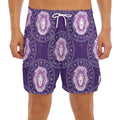 Purple Leo Zodiac Pattern Print Men's Split Running Shorts