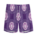 Purple Leo Zodiac Pattern Print Men's Sports Shorts