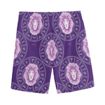 Purple Leo Zodiac Pattern Print Men's Sports Shorts