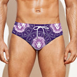 Purple Leo Zodiac Pattern Print Men's Swim Briefs